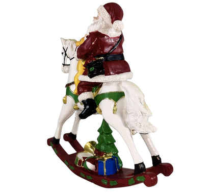 Cavallo a Dondolo con Babbo Natale Orsetto Regali Decorazioni Natale 29x26 cm