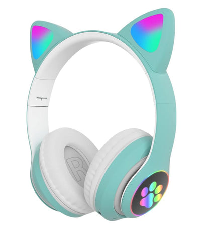 Cuffie con Orecchie Gatto USB Bluetooth Luminose LED RGB Ricaricabili Pieghevoli