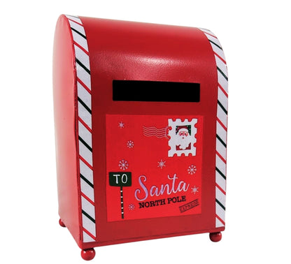 Cassetta Lettere di Babbo Natale Buca Postale Natalizia Metallo Apertura 20x14cm