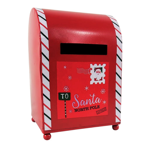 Cassetta Lettere di Babbo Natale Buca Postale Natalizia Metallo Apertura 20x14cm