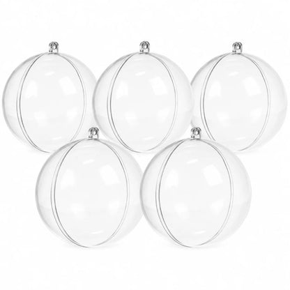 5 Palline Natale Trasparenti Apribili 10 cm Sfere da Riempire Fai da Te