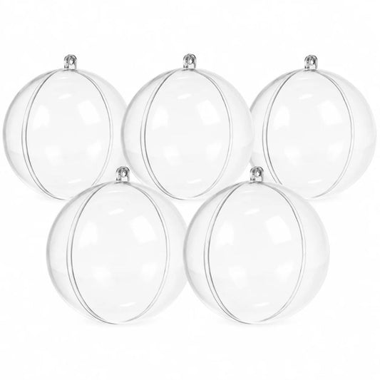 5 Palline Natale Trasparenti Apribili 10 cm Sfere da Riempire Fai da Te