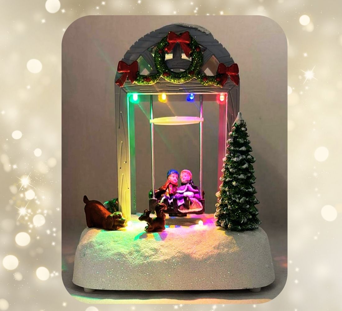 Altalena Giostrina per Paesaggio Natalizio Luci LED Decorazioni Natale