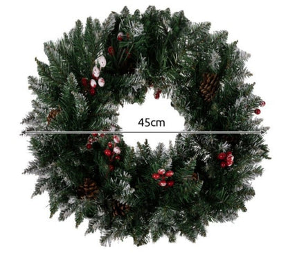 Ghirlanda innevata Natalizia Folta Diametro 45 cm Pigne e Bacche Interno Esterno
