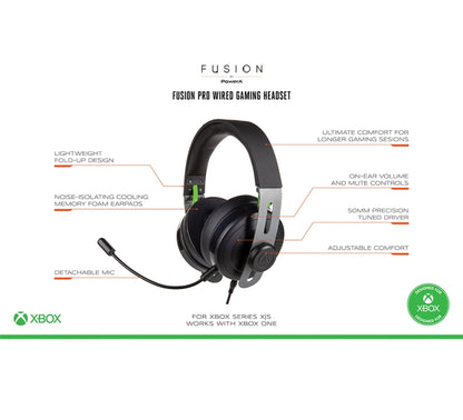 Cuffia Gaming PowerA Fusion Pro per Xbox X/S One Cablata Memory Foam 50mm