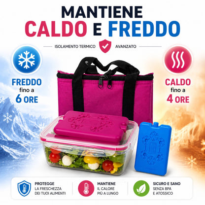 Borsa Termica con Contenitore Ermetico 1Lt e Freezerino Borsa Frigo Porta Pranzo