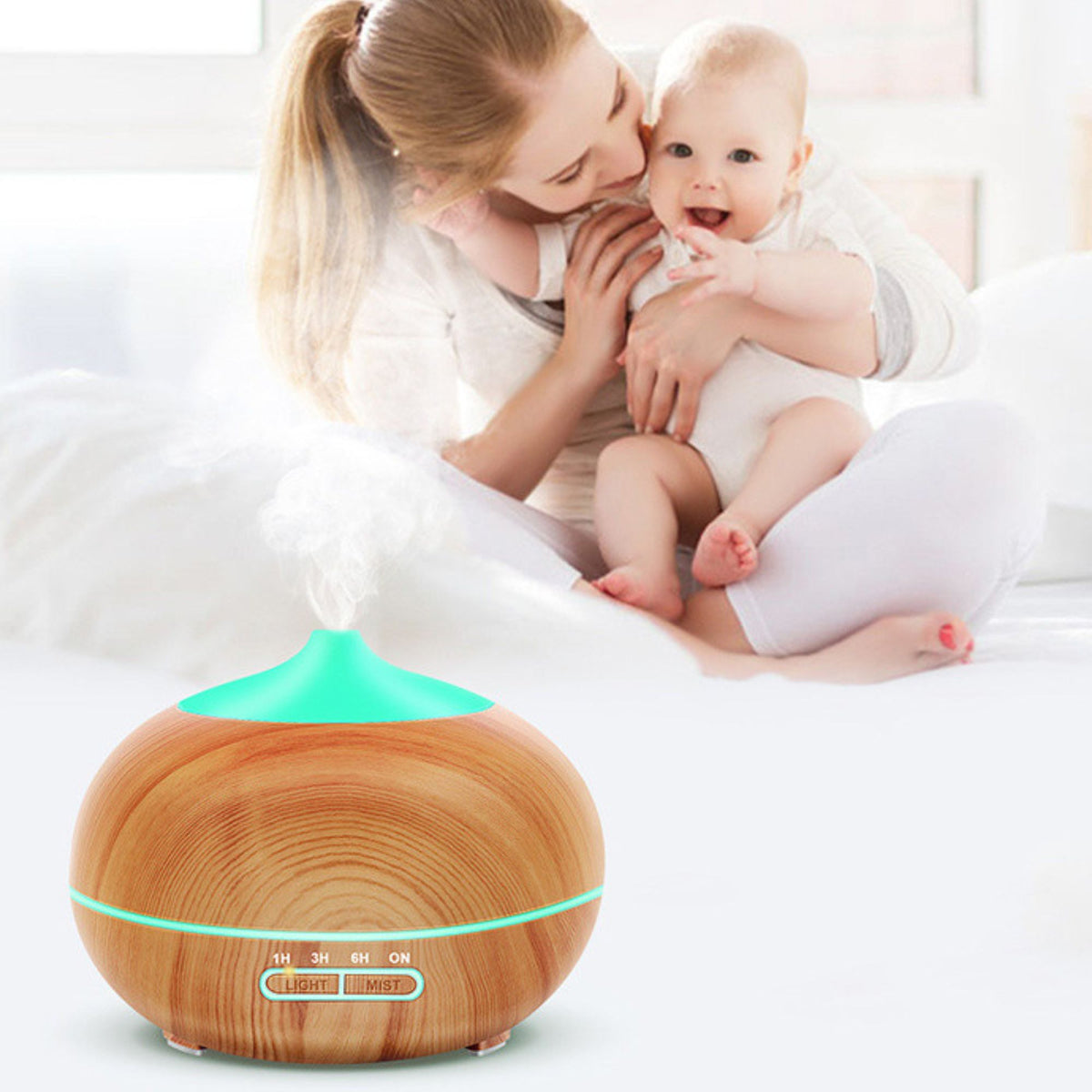 Diffusore di Aromi Oli Essenziali Ultrasuoni Luce Led Timer Telecomando