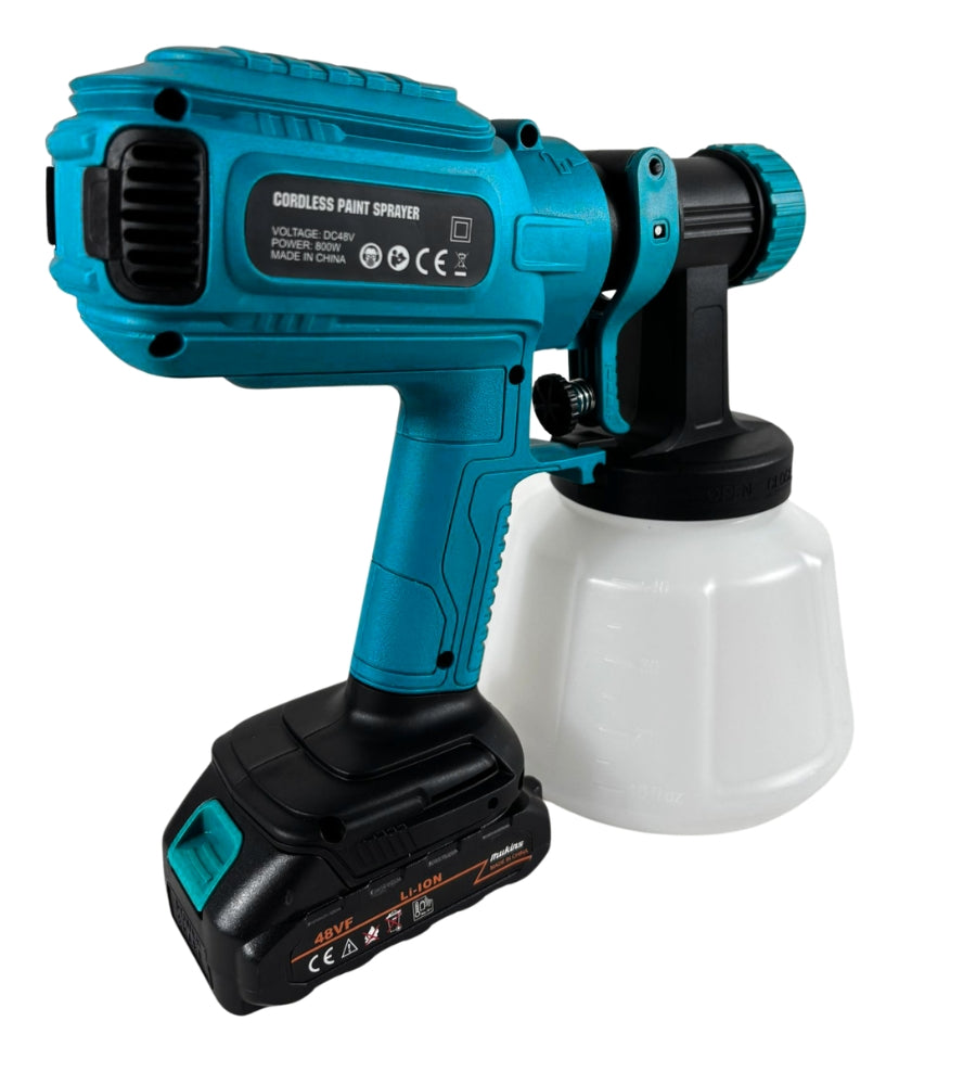 Pistola a Spruzzo Elettrica per Vernice Doppia Batteria 48V Serbatoio 1200ML