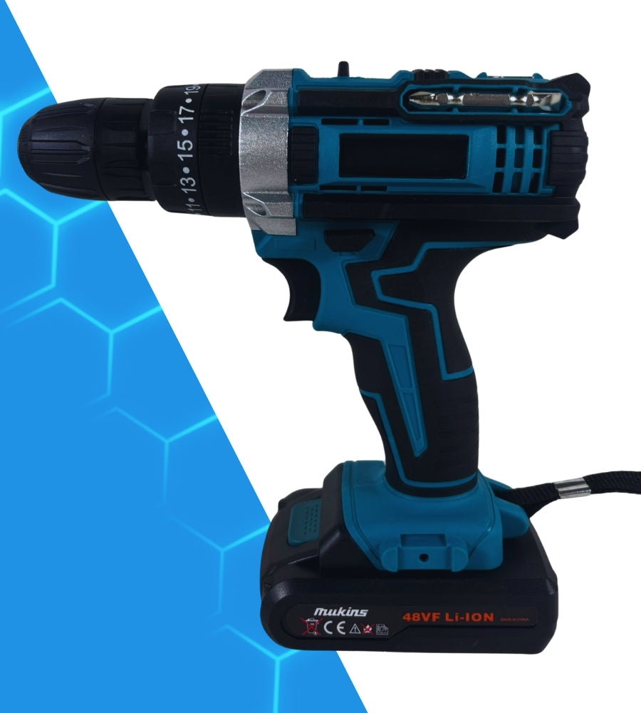 Trapano Avvitatore Percussione Doppia Batteria a Litio 21V Valigetta Accessori