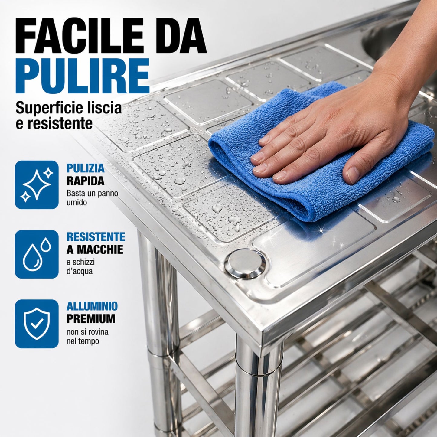 Lavello da Cucina Esterno Metallo con Rubinetto 75x40x83 cm Mobile Ripiani