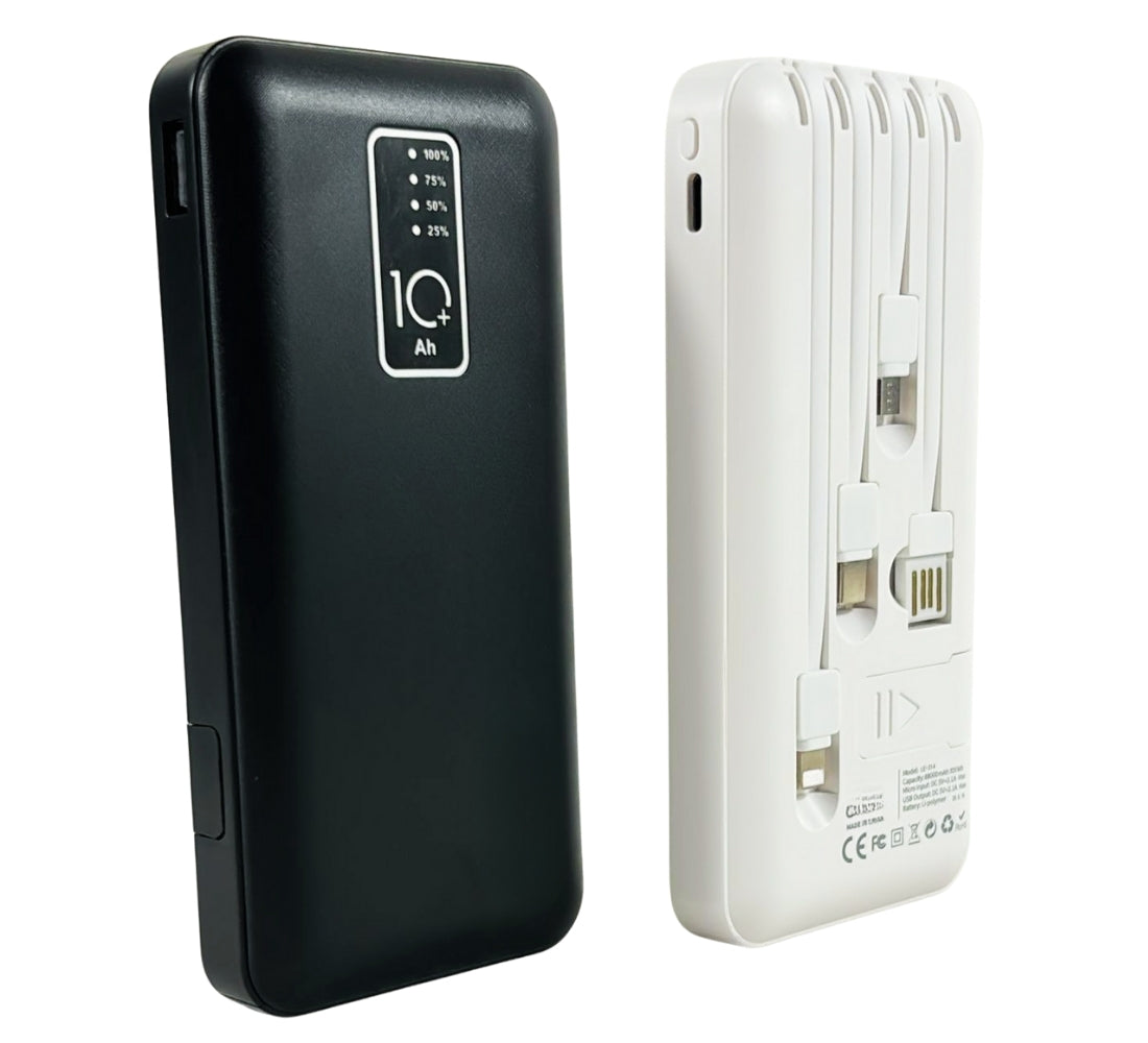Power Bank10000 mAh Caricabatterie Portatile Ricarica Veloce 4 Cavi USB