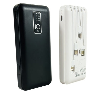 Power Bank10000 mAh Caricabatterie Portatile Ricarica Veloce 4 Cavi USB