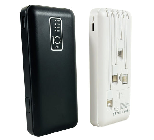 Power Bank10000 mAh Caricabatterie Portatile Ricarica Veloce 4 Cavi USB