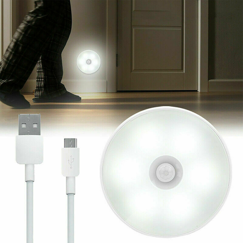 Coppia Lampada LED Sensore di Movimento Ricaricabile USB 6W Luce Bianca 2 Pz