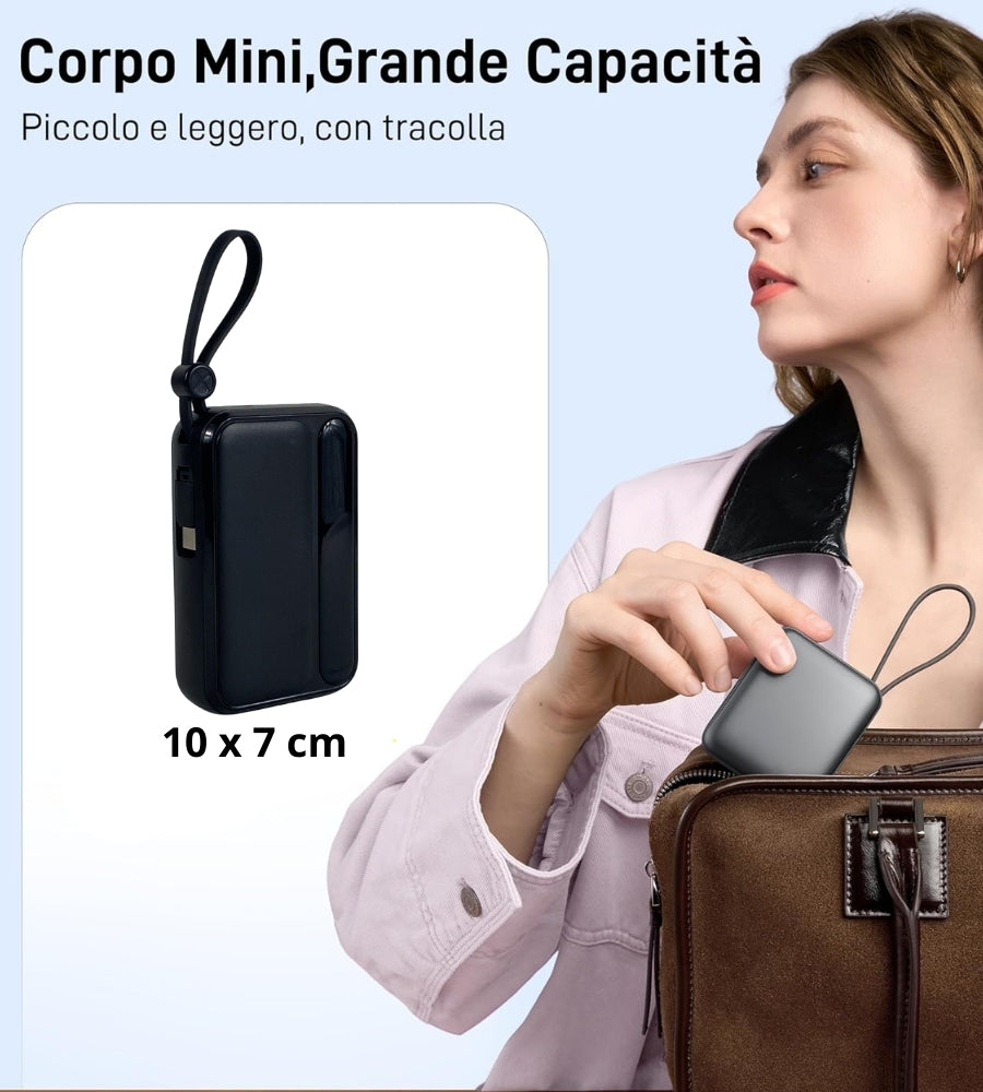 Power Bank 20000 mAh Caricabatterie Portatile Alta Velocità 4 Cavi USB Fast