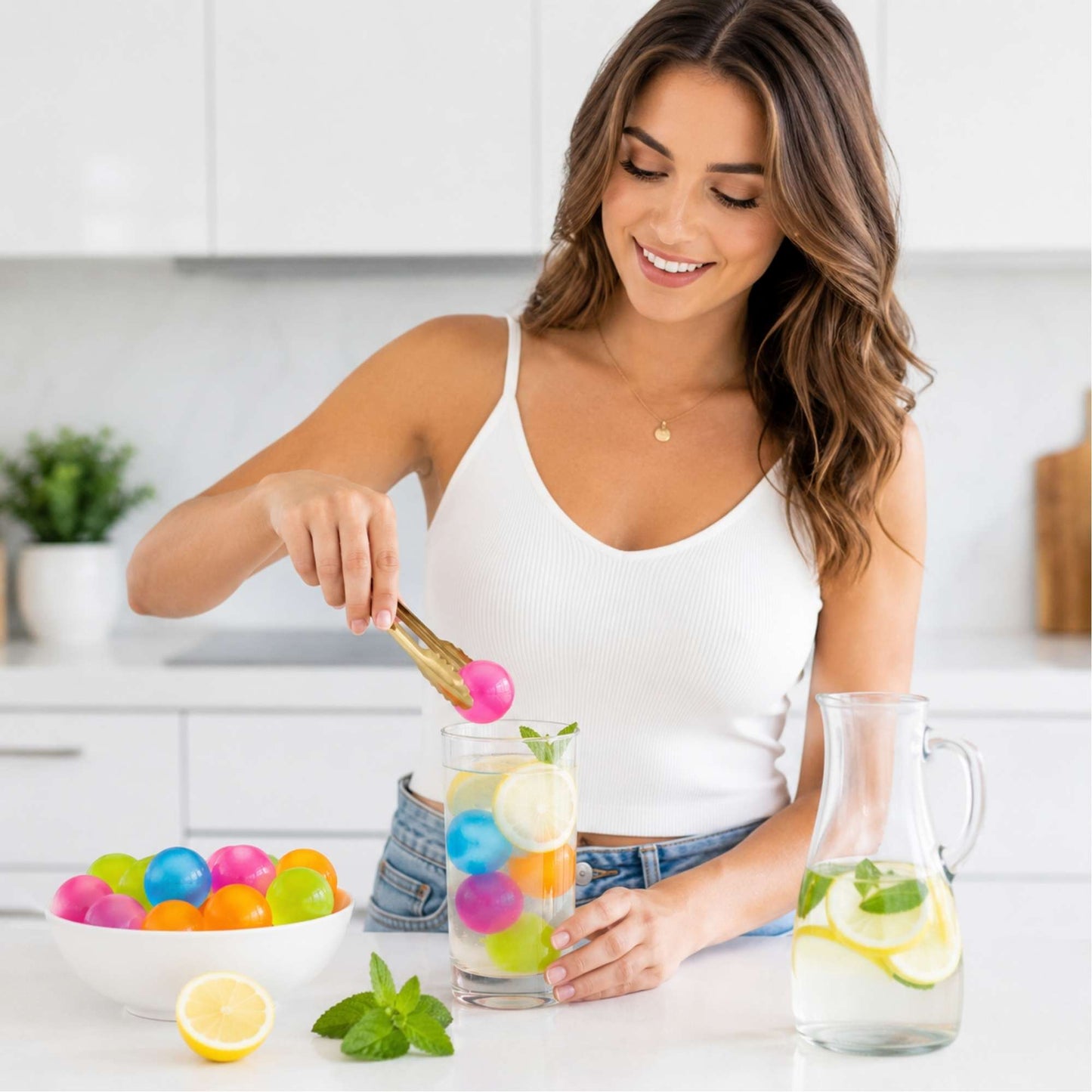 Palle di Ghiaccio Riutilizzabili 24 Pz Colorate per Drink Cocktail Bevande