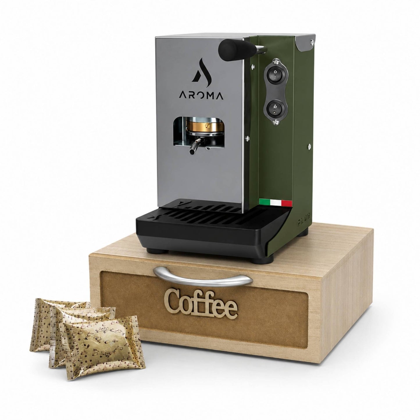 Cassetto Porta Cialde e Capsule Caffè 3 Scomparti Legno Chiaro 30x30x10 cm