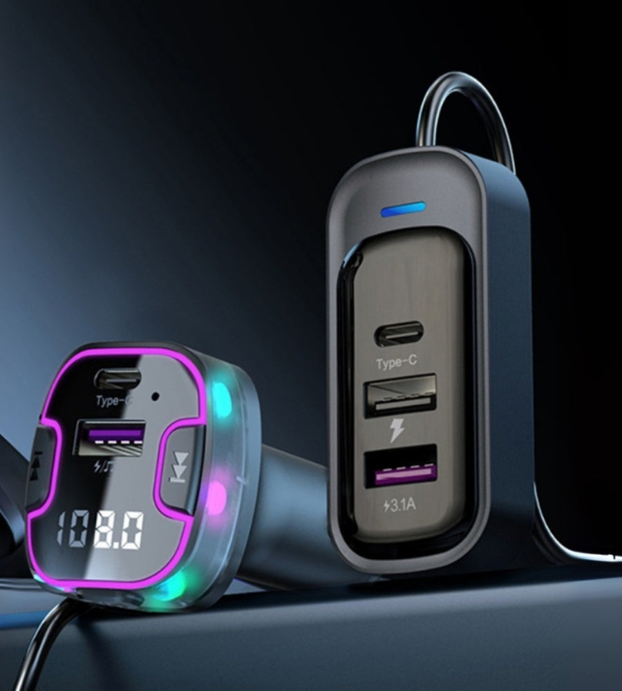 Adattatore Auto Musica Bluetooth Radio Accendisigari BT 5.0 Trasmettitore 5 USB