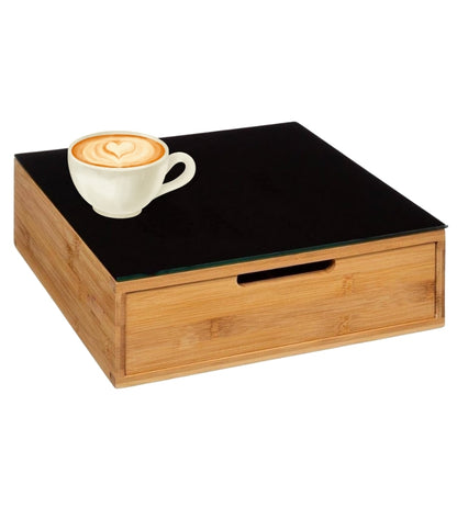 Cassetto Porta Cialde Capsule in Legno Organizer Cucina 30x30x10 cm 4 Scomparti