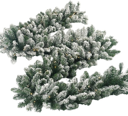 Ghirlanda Luminosa tralcio Verde innevato con luci 180 cm 120 Rami LED Luce Calda