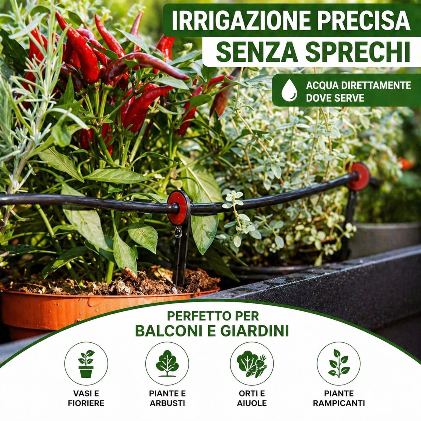 Kit Irrigazione a Goccia 10m Ugelli Nebulizzazione Raffrescante Giardino Balcone