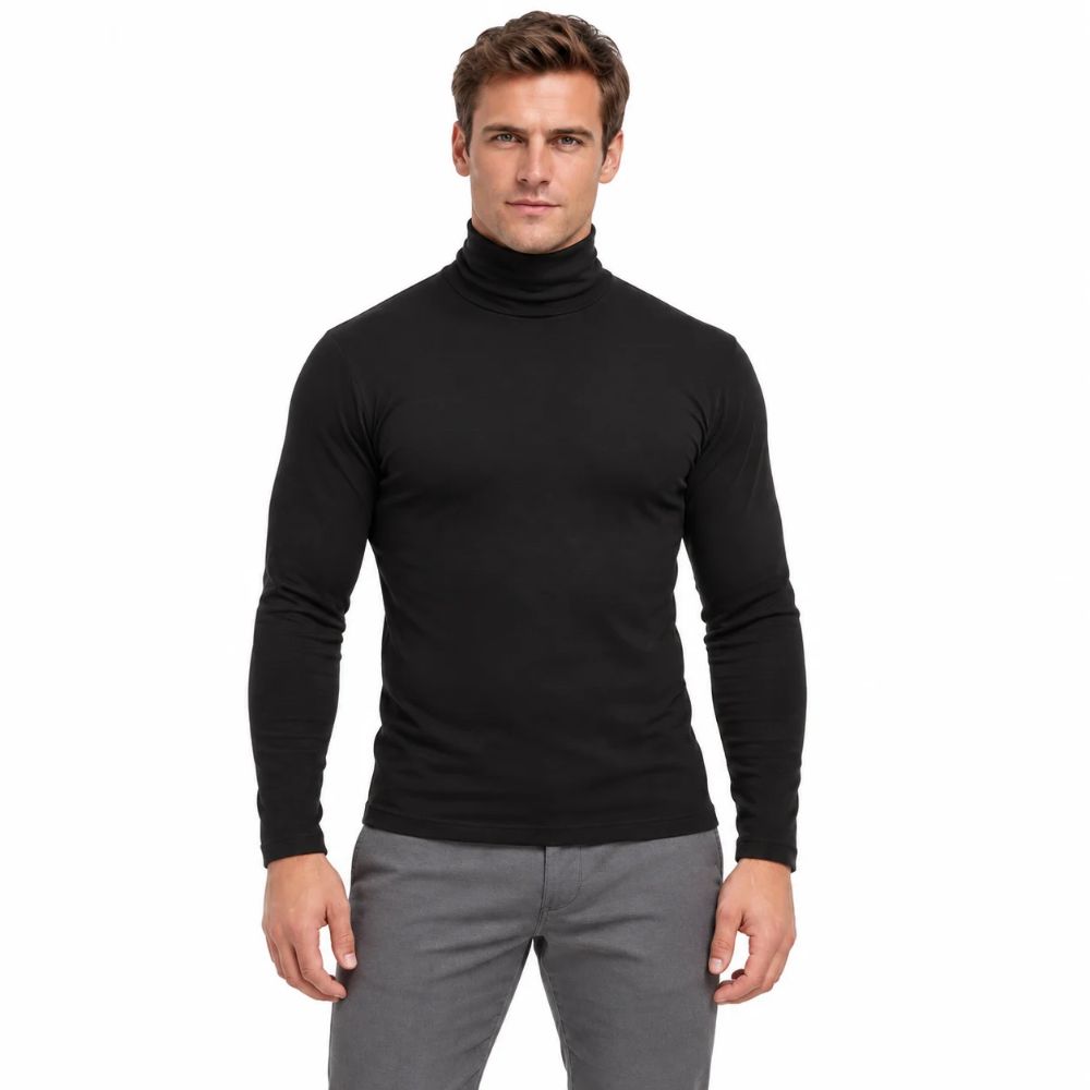 Lupetto Maglia Uomo Dolcevita Termico Collo Alto Interno Felpato Slim Fit KA29