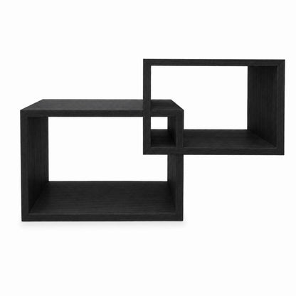 Set 2 Mensole Rettangolari da Parete in Legno Arredo Casa 2 Misure Nero