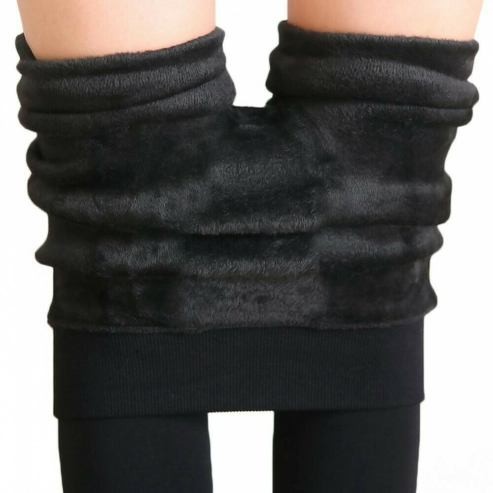 Leggings Donna Coprente Interno in Pelliccia Pantalone Invernale Termico Nero
