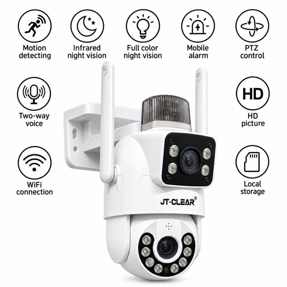Telecamera IP WiFi PTZ Doppia Lente 355° Visione Notturna Sirena App Yoosee
