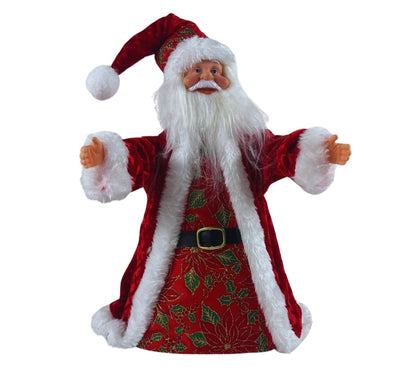 Puntale per Albero Babbo Natale 30 cm Abito con Pelliccia Decorazioni Natalizie