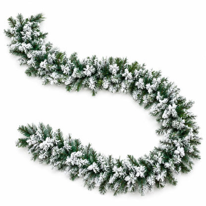 Ghirlanda Natalizia Innevata 270 cm 200 Punte Festone Verde per Casa e Scale