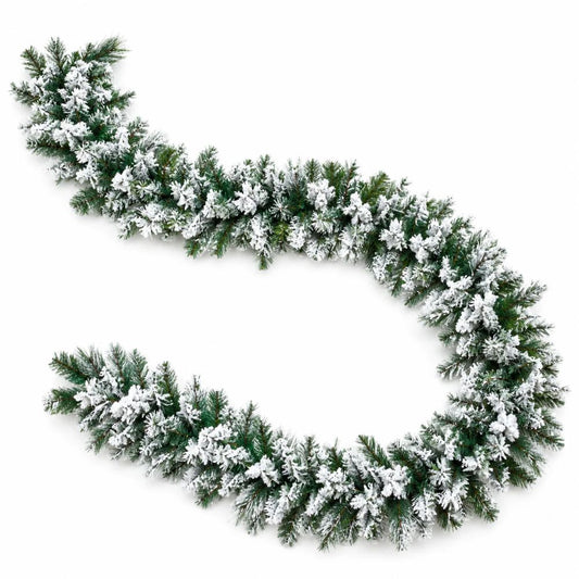 Ghirlanda Natalizia Innevata 270 cm 200 Punte Festone Verde per Casa e Scale