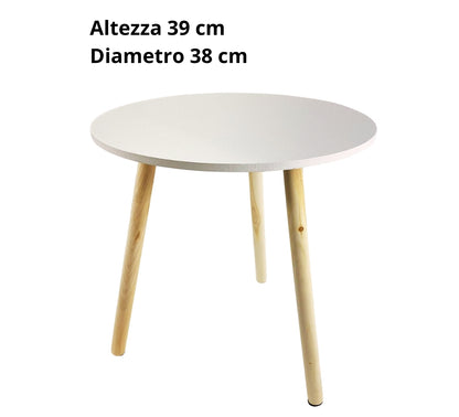 Tavolino Salotto Basso Tavolo Rotondo Soggiorno Camera Ufficio 38x38 H39 cm