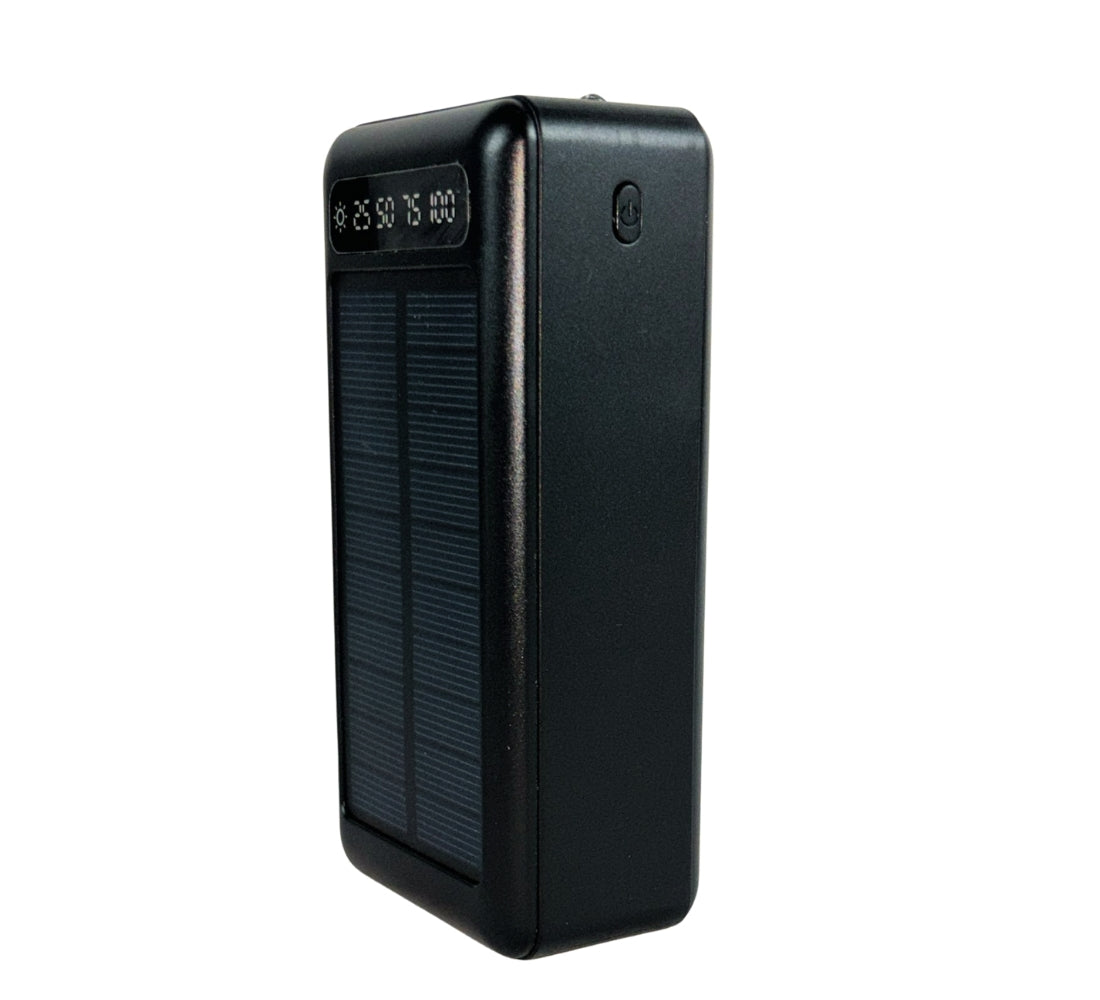 Power Bank Solare 50000 mAh Impermeabile Ricarica Rapida 4 Cavi USB Luce LED