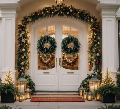 Ghirlanda innevata Natalizia Folta Diametro 45 cm Pigne e Bacche Interno Esterno