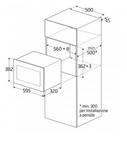 Beko BMOB17131X Microonde da Incasso per Installazione Pensile 8 Funzioni 700W