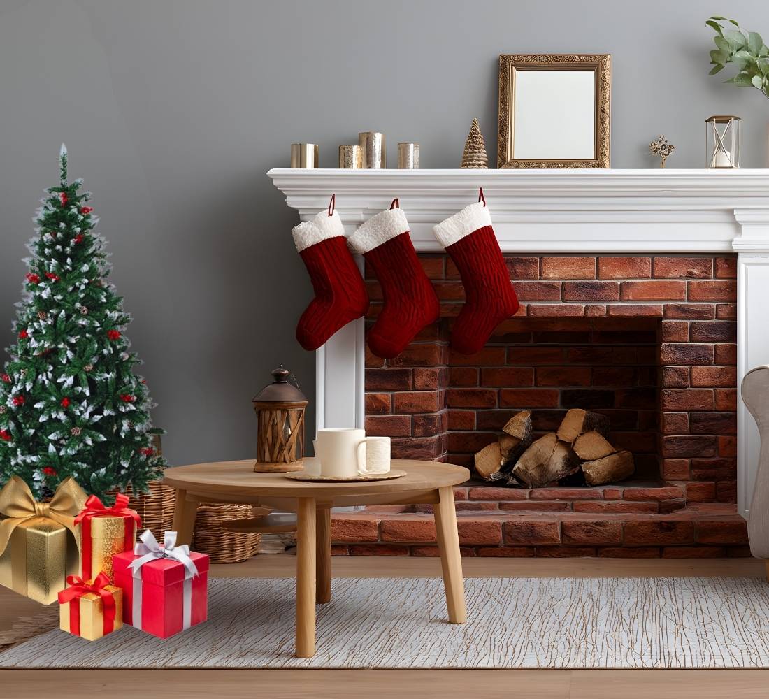 Albero di Natale 120 cm Folto Verde Pigne Bacche Punte Neve 194 Punte Ø 65 cm