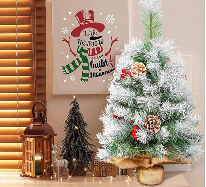 Albero di Natale innevato con Bacche e Pigne Piede in yuta 60 cm Ø 38 cm