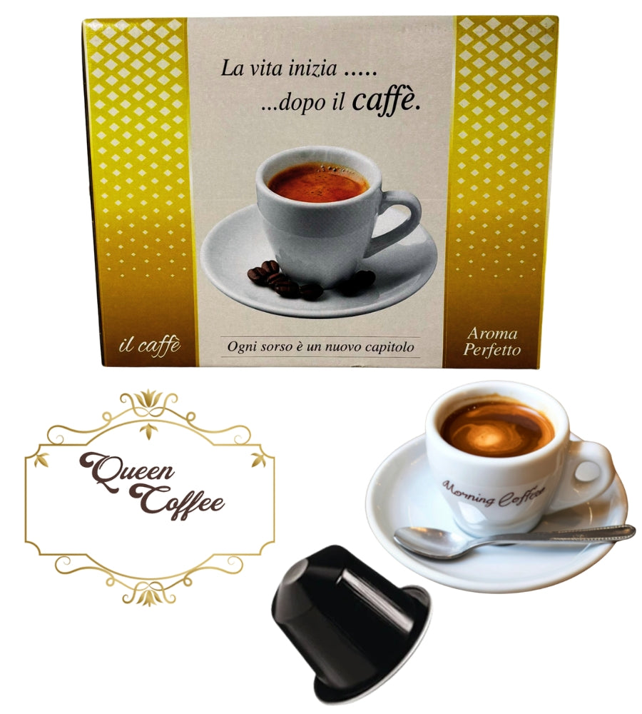 Queen Coffee 50 Capsule Caffè Compatibili Nespress Miscela Espresso Bar
