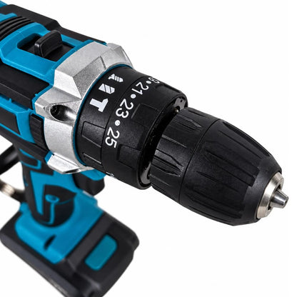 Trapano Avvitatore Percussione Doppia Batteria a Litio 21V Valigetta Accessori