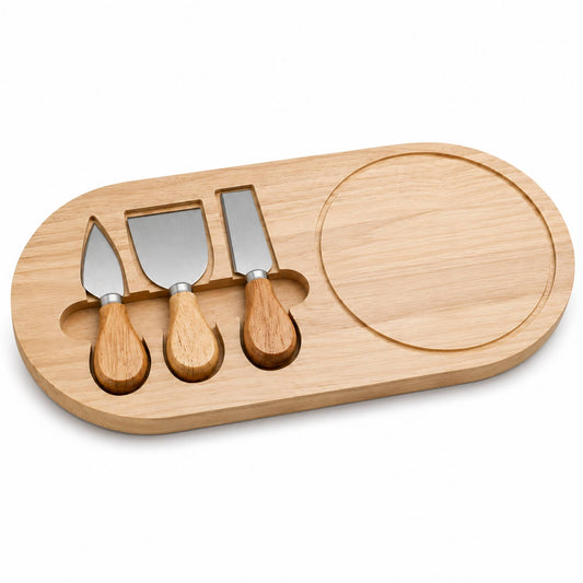 Tagliere Formaggi in Legno 36x18 cm con 3 Utensili da Servizio Aperitivo