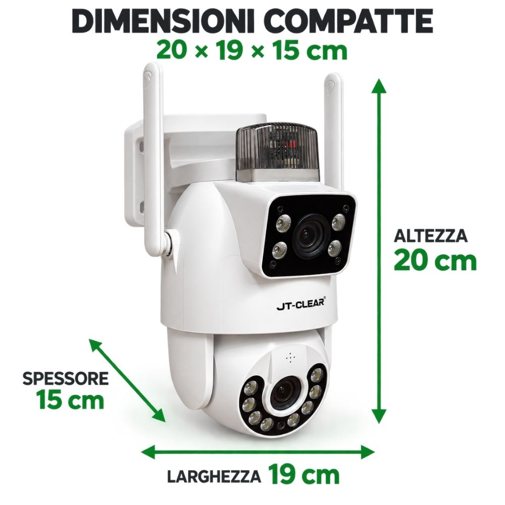Telecamera IP WiFi PTZ Doppia Lente 355° Visione Notturna Sirena App Yoosee