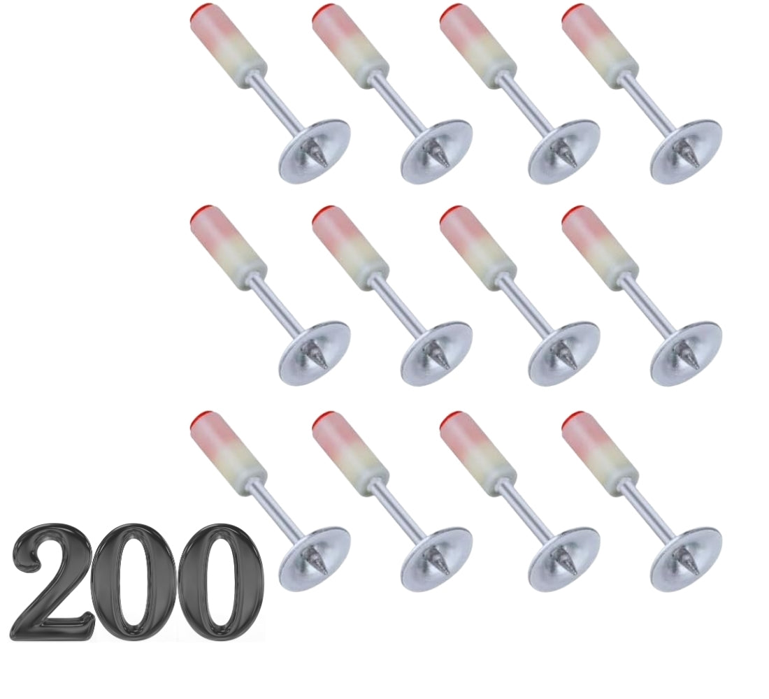 200 Chiodi Per Pistola Sparachiodi Rivetti Acciaio da 7,3 mm Cemento Ferro