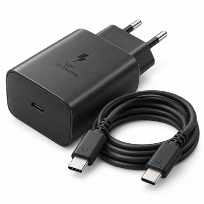 Caricatore Rapido USB C PD 45W con Cavo USB C USB C 5A Alimentatore Nero