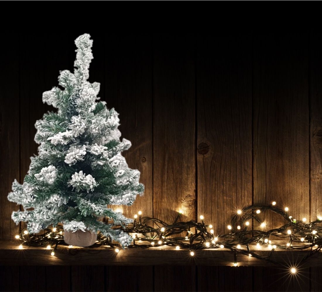 Albero di Natale innevato Piede in yuta Decorazioni Natalizie 60 cm Ø 38 cm Fair