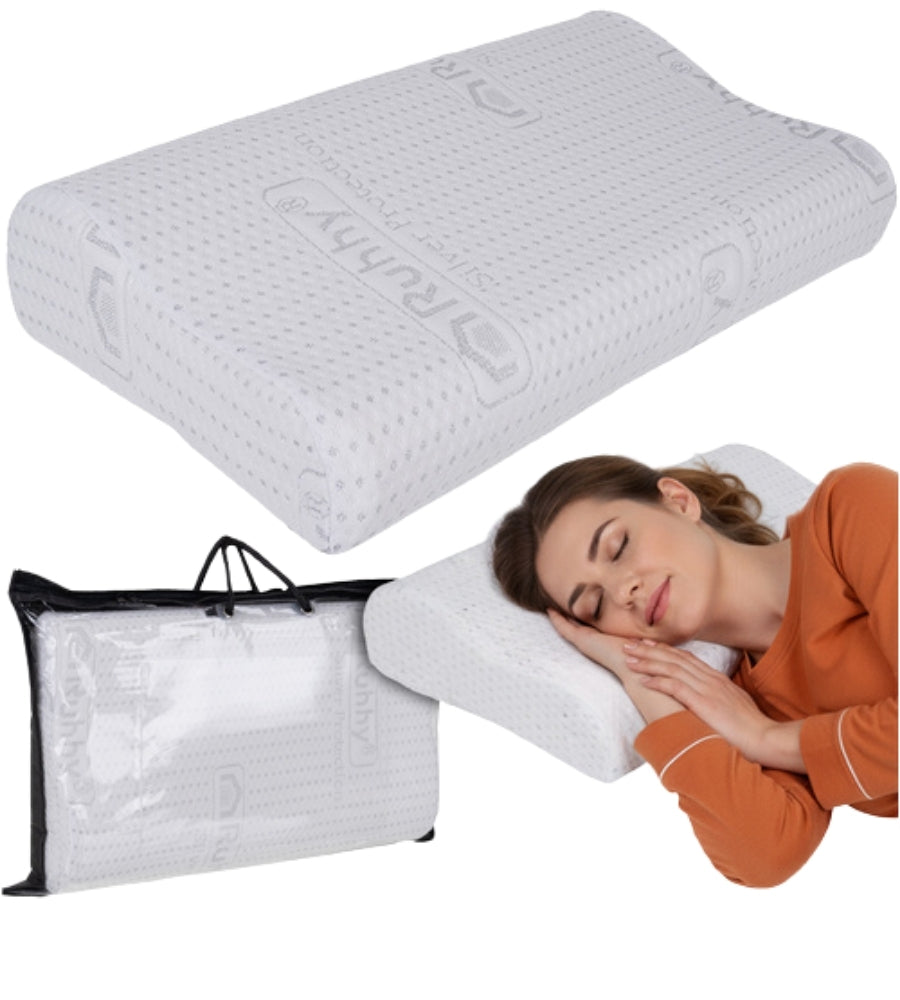 Cuscino Saponetta Memory Foam Rivestimento Anallergico Ortopedico 49 x 30 H9 cm
