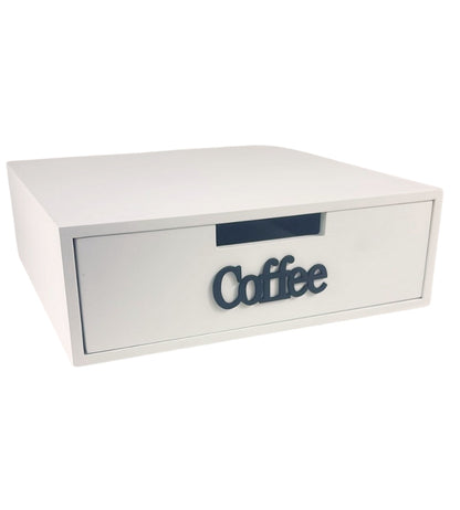 Cassetto Porta Cialde Capsule in Legno Organizer Cucina 30x30x10 cm Bianco