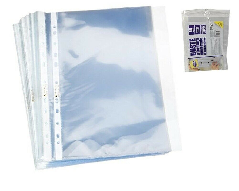 Busta A4 Liscia Trasparente Portadocumenti a Perforazione Universale 100 Pezzi Fair