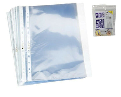 Busta A4 Liscia Trasparente Portadocumenti a Perforazione Universale 100 Pezzi Fair