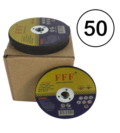 50 Pz Disco da Taglio per Mini Flex Smerigliatrice 3" Foro Ø 75 x 1.2mm
